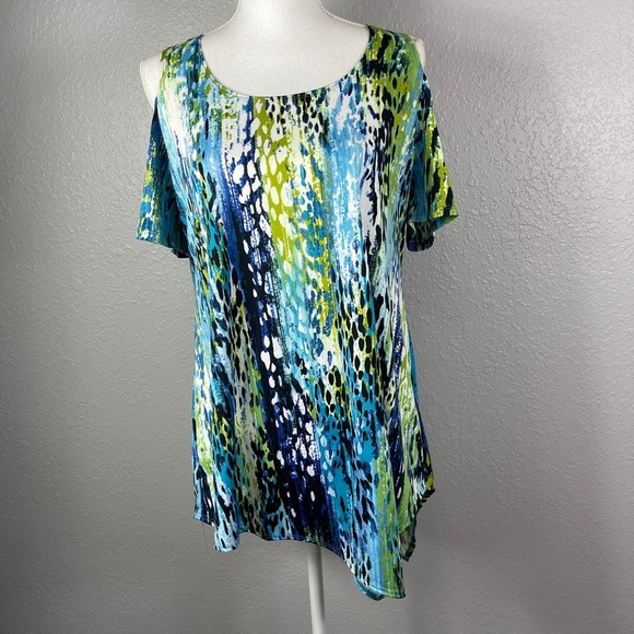 Women's Slinky Brand Multi color abstract blouse / top size Mediuum - Picture 2 of 11